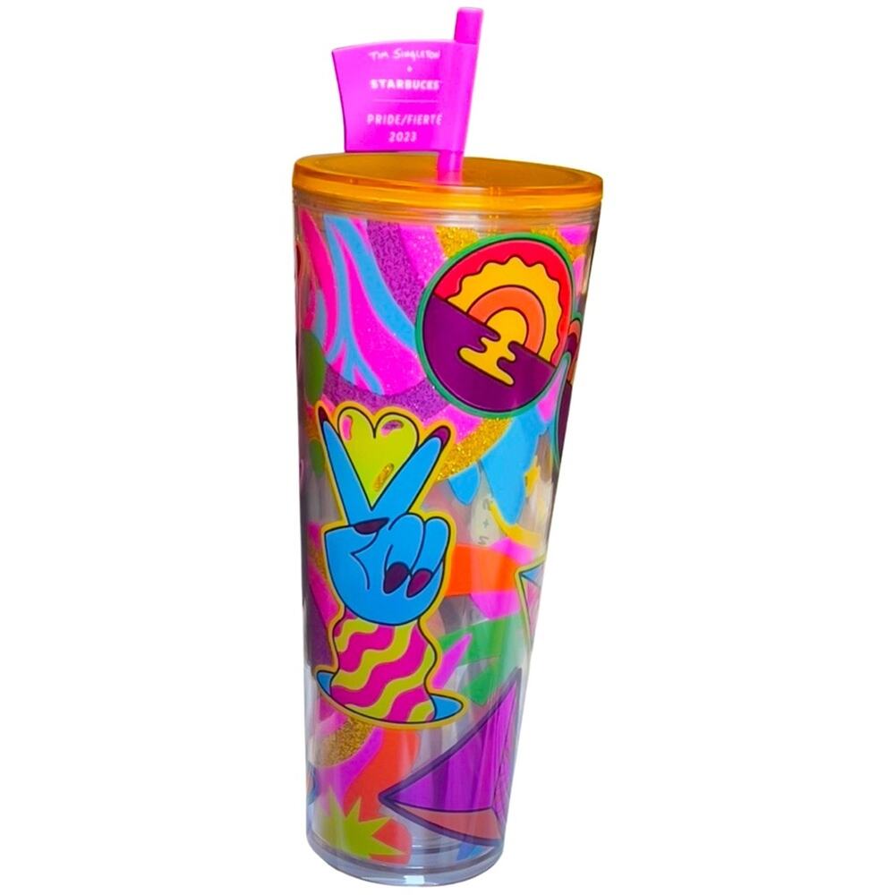 NWT Starbucks Glitter Double-Walled Cold Cup - Pride 2023 Tim Singleton - 24 oz